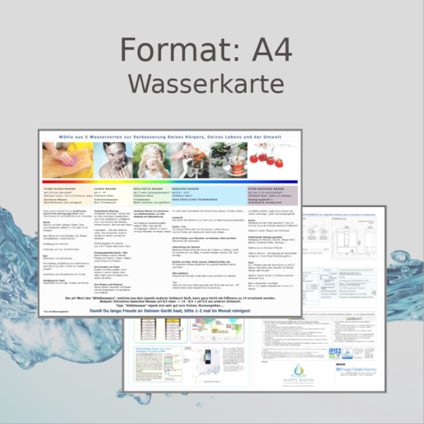 Wasserkarte Kangenwasser im A4-Format