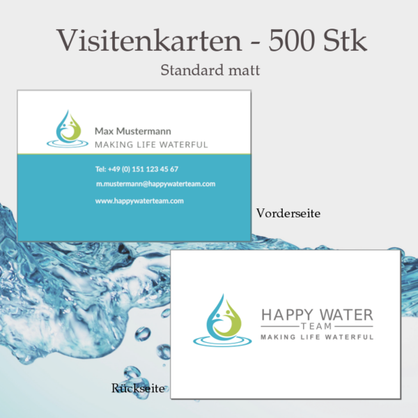 500x Visitenkarten HappyWaterTeam Standard matt