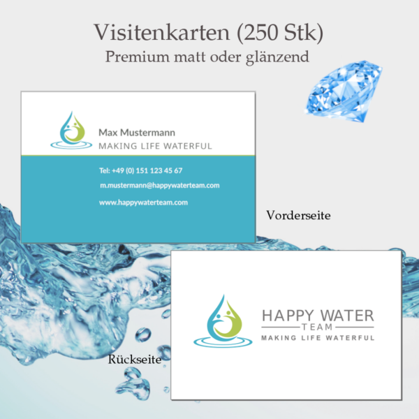 250x Visitenkarten HappyWaterTeam Premium