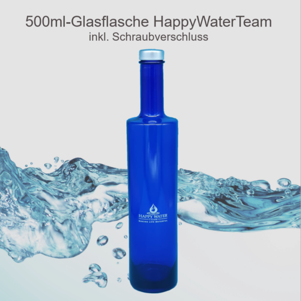 500ml Glasflasche HappyWaterTeam Aufdruck