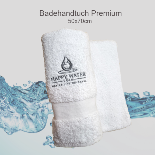 Handtuch Premium weiß mit HappyWater Team Bestickung
